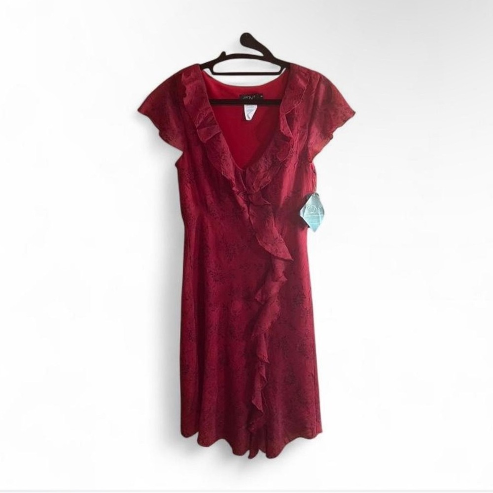 CDC Red Midi Dress with Ruffle Detail